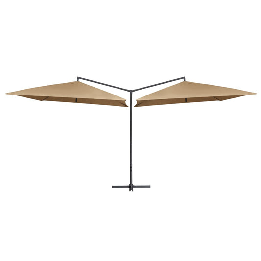 vidaXL Double Parasol with Steel Pole 250x250 cm Taupe