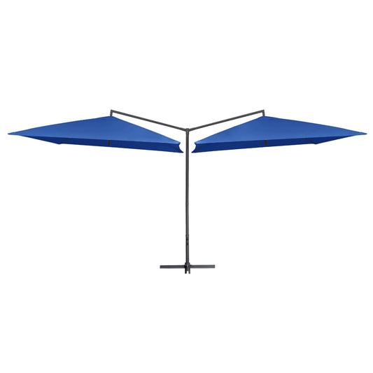 vidaXL Double Parasol with Steel Pole 250x250 cm Azure Blue