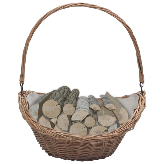 vidaXL Firewood Basket with Handle 57x46.5x52 cm Brown Willow