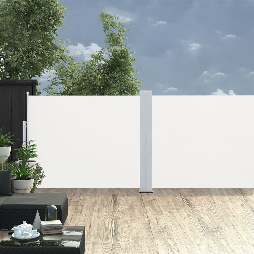 vidaXL Retractable Side Awning Cream 170x1000 cm