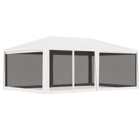 vidaXL Party Tent with 4 Mesh Sidewalls 4x6 m White