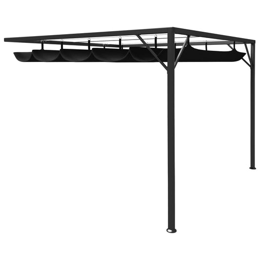 vidaXL Garden Wall Gazebo with Retractable Roof Canopy 3x3 m Anthracite