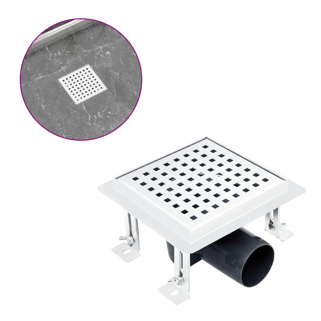 vidaXL Shower Drain 15x15 cm Stainless Steel
