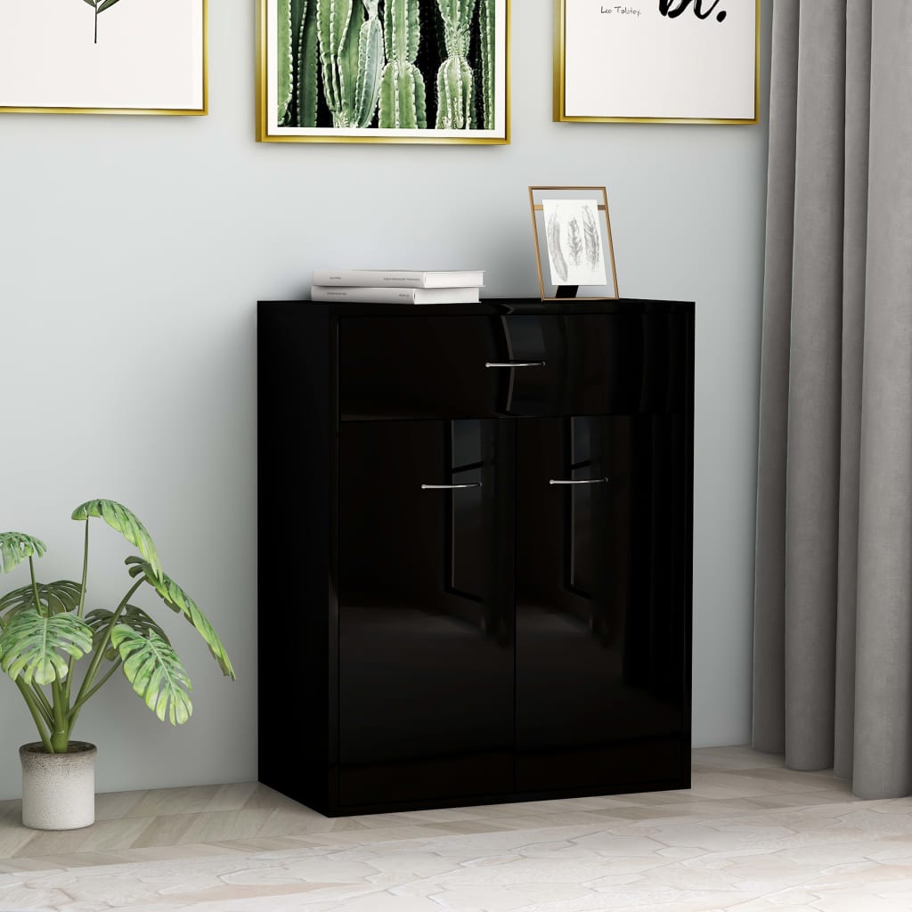 vidaXL Sideboard High Gloss Black 60x30x75 cm Engineered Wood