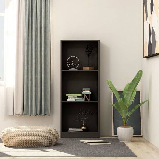 vidaXL 3-Tier Book Cabinet Black 40x24x108 cm Engineered Wood