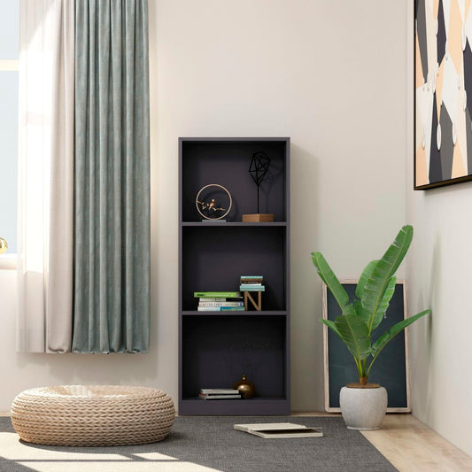 vidaXL 3-Tier Book Cabinet Grey 40x24x108 cm Engineered Wood