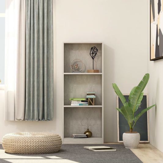 vidaXL 3-Tier Book Cabinet Concrete Grey 40x24x108 cm Engineered Wood
