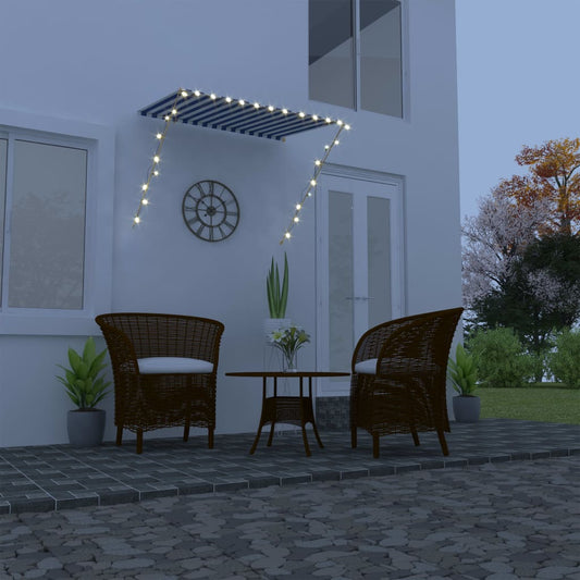 vidaXL Retractable Awning with LED 150x150 cm Blue and White