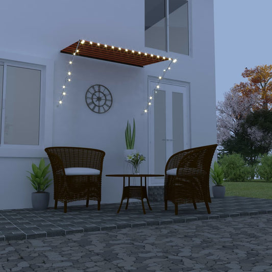 vidaXL Retractable Awning with LED 200x150 cm Orange and Brown