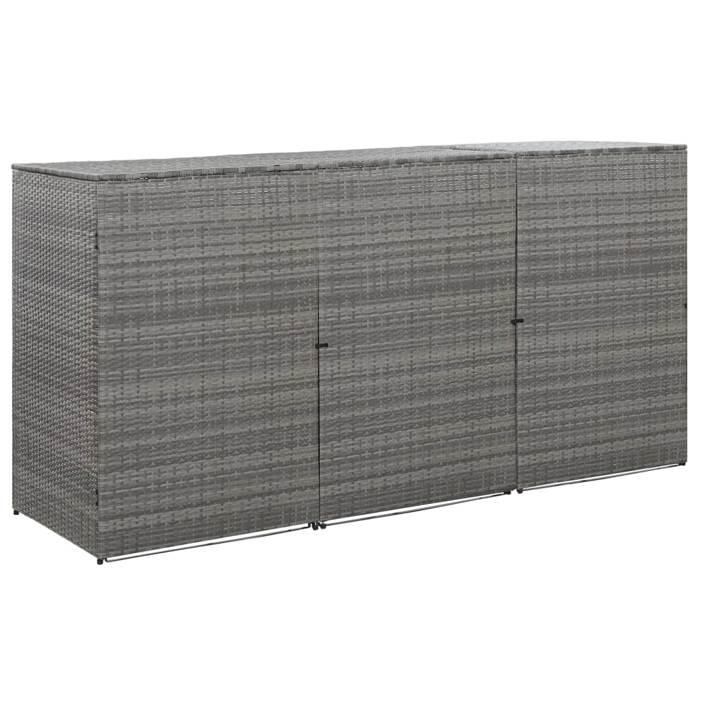 vidaXL Triple Wheelie Bin Shed Anthracite 229x78x120 cm Poly Rattan