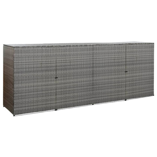 vidaXL Quadruple Wheelie Bin Shed Anthracite 305x78x120 cm Poly Rattan