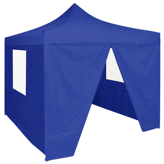 vidaXL Professional Folding Party Tent with 4 Sidewalls 2x2 m Steel Blue
