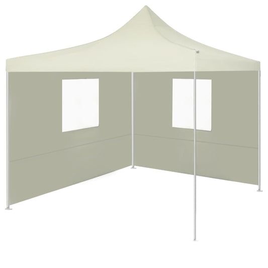 vidaXL Professional Folding Party Tent with 2 Sidewalls 2x2 m Steel Cream