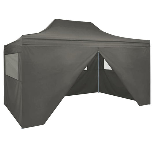 vidaXL Professional Folding Party Tent with 4 Sidewalls 3x4 m Steel Anthracite