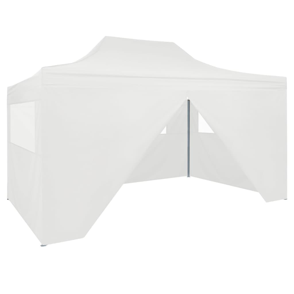 vidaXL Professional Folding Party Tent with 4 Sidewalls 3x4 m Steel White