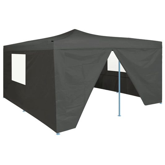 vidaXL Folding Gazebo with 4 Sidewalls 5x5 m Anthracite