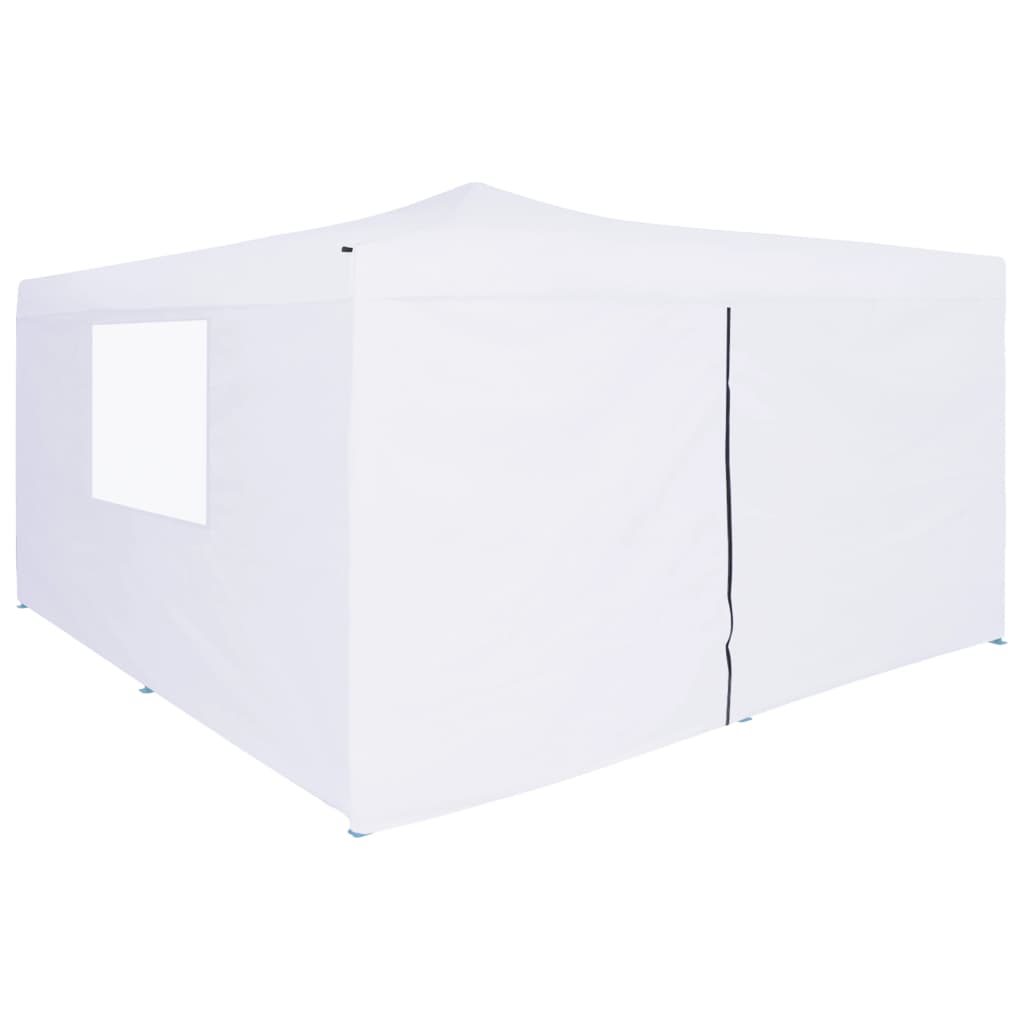 vidaXL Folding Gazebo with 4 Sidewalls 5x5 m White