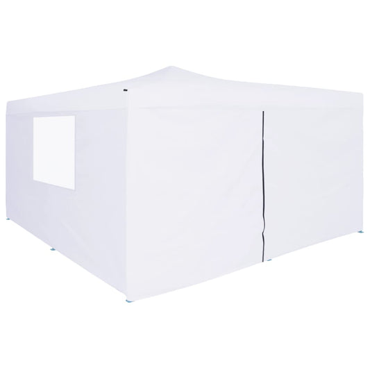 vidaXL Folding Gazebo with 4 Sidewalls 5x5 m White