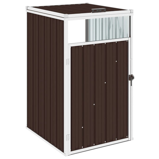vidaXL Garbage Bin Shed Brown 72x81x121 cm Steel