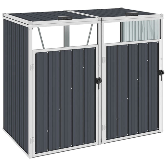 vidaXL Double Garbage Bin Shed Anthracite 143x81x121 cm Steel
