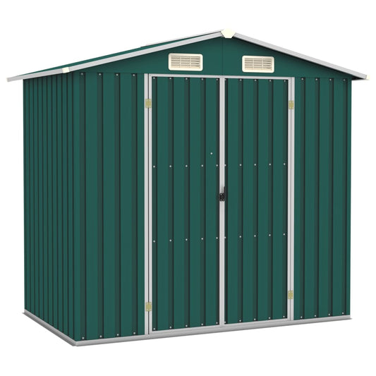 vidaXL Garden Shed Green 205x129x183 cm Galvanised Steel