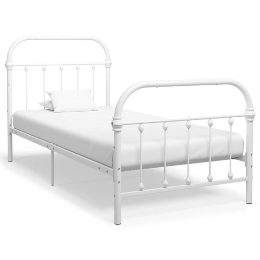 vidaXL Bed Frame White Metal 100x200 cm