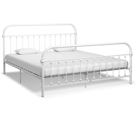 vidaXL Bed Frame White Metal 180x200 cm 6FT Super King