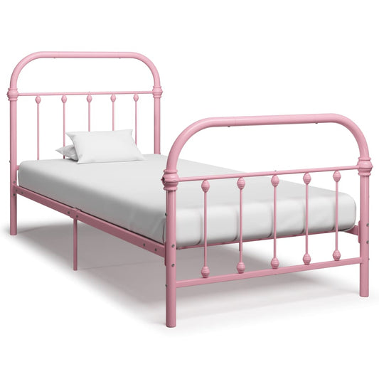 vidaXL Bed Frame Pink Metal 90x200 cm