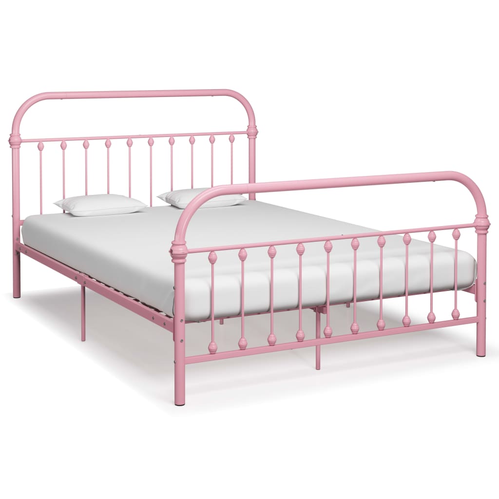 vidaXL Bed Frame Pink Metal 160x200 cm