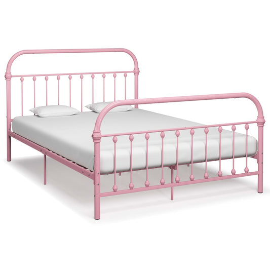 vidaXL Bed Frame Pink Metal 160x200 cm