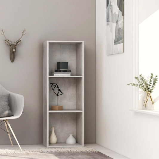 vidaXL 3-Tier Book Cabinet Concrete Grey 40x30x114 cm Engineered Wood