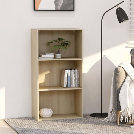 vidaXL 3-Tier Book Cabinet Sonoma Oak 60x30x114 cm Engineered Wood