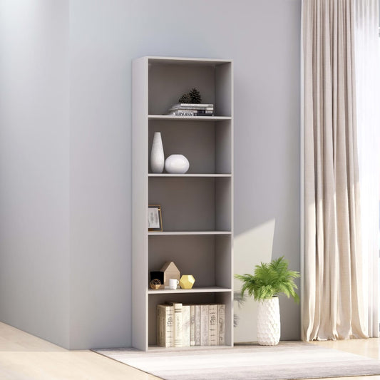 vidaXL 5-Tier Book Cabinet Grey 60x30x189 cm Engineered Wood