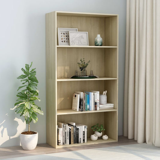 vidaXL 4-Tier Book Cabinet Sonoma Oak 80x30x1515 cm Engineered Wood