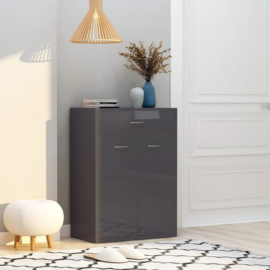 vidaXL Shoe Cabinet High Gloss Grey 60x35x84 cm Engineered Wood