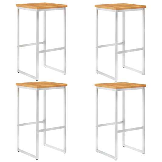 vidaXL Bar Chairs 4 pcs Solid Acacia Wood and Stainless Steel