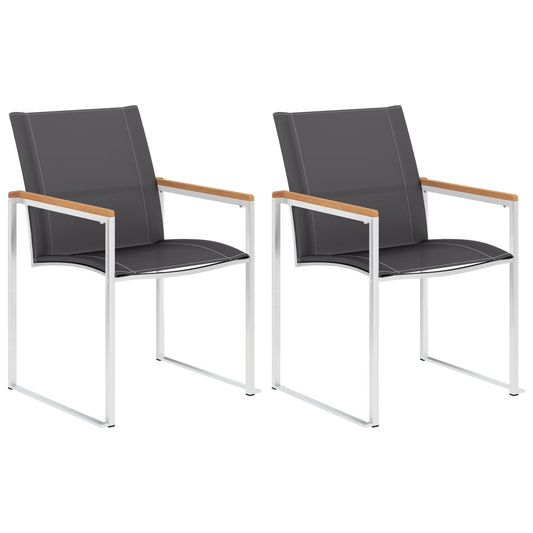 vidaXL Garden Chairs 2 pcs Textilene and Stainless Steel Grey