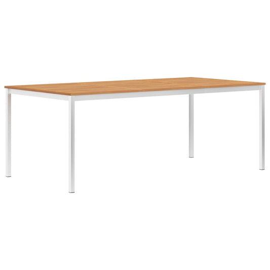 vidaXL Garden Dining Table 200x100x75 cm Solid Teak Wood and Stainless Steel