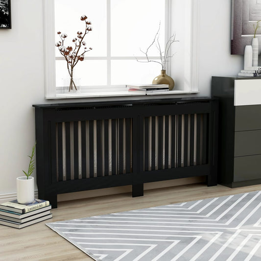 vidaXL Radiator Cover Black 172x19x81 cm MDF
