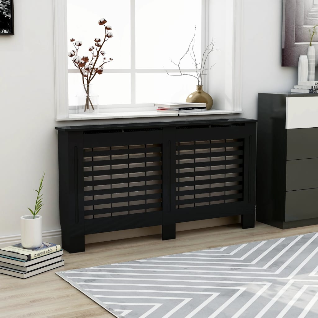 vidaXL Radiator Cover Black 152x19x81 cm MDF