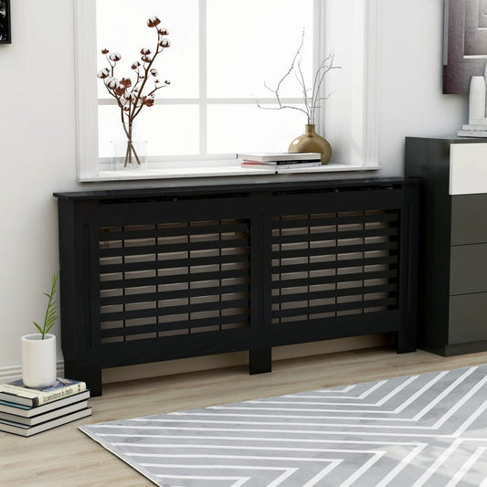 vidaXL Radiator Cover Black 172x19x81 cm MDF