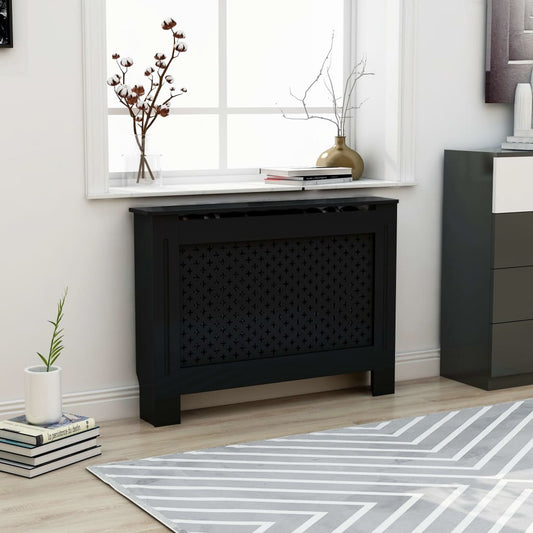 vidaXL Radiator Cover Black 112x19x81 cm MDF