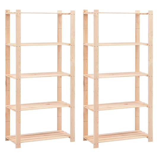 vidaXL 5-Tier Storage Racks 2 pcs 80x38x170 cm Solid Pinewood 250 kg