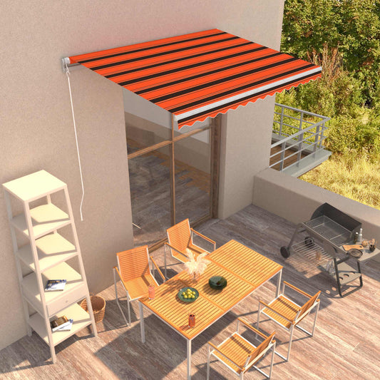 vidaXL Manual Retractable Awning 350x250 cm Orange and Brown