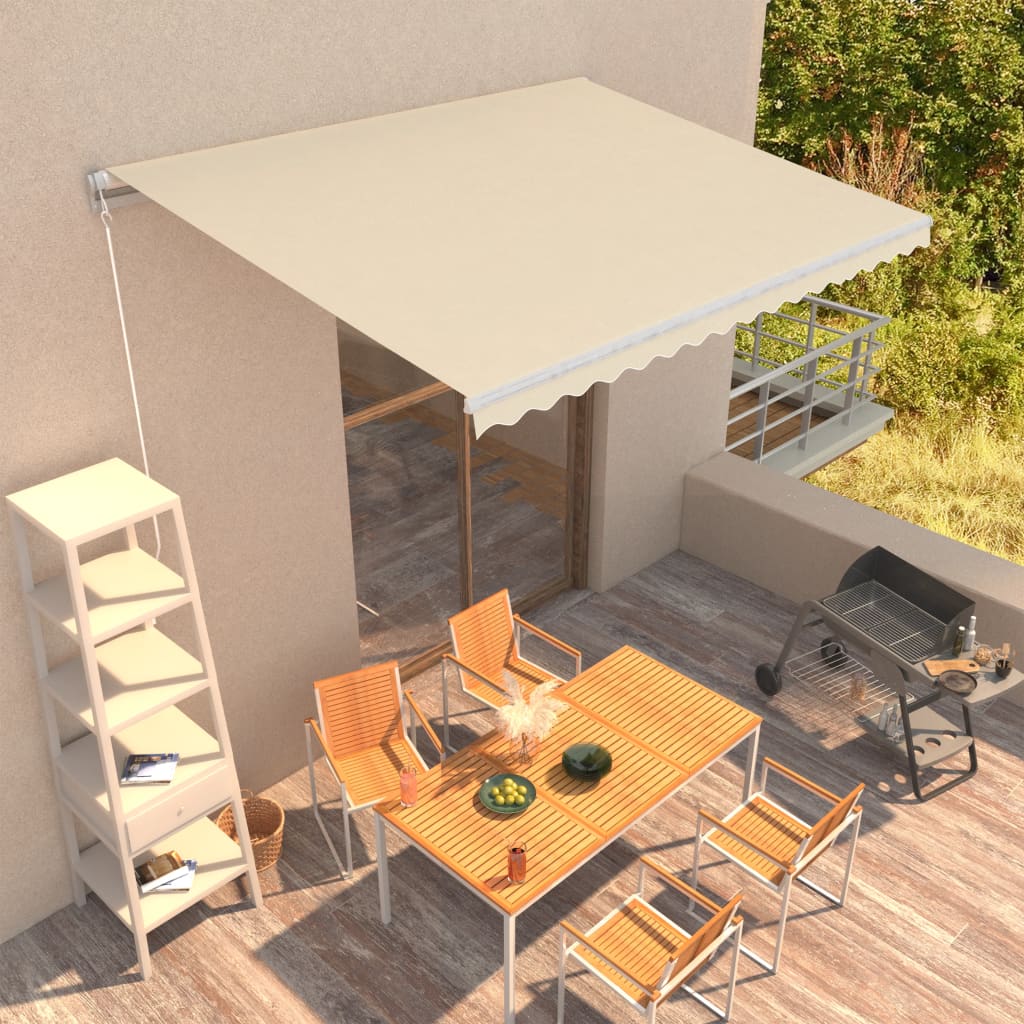 vidaXL Manual Retractable Awning 400x300 cm Cream