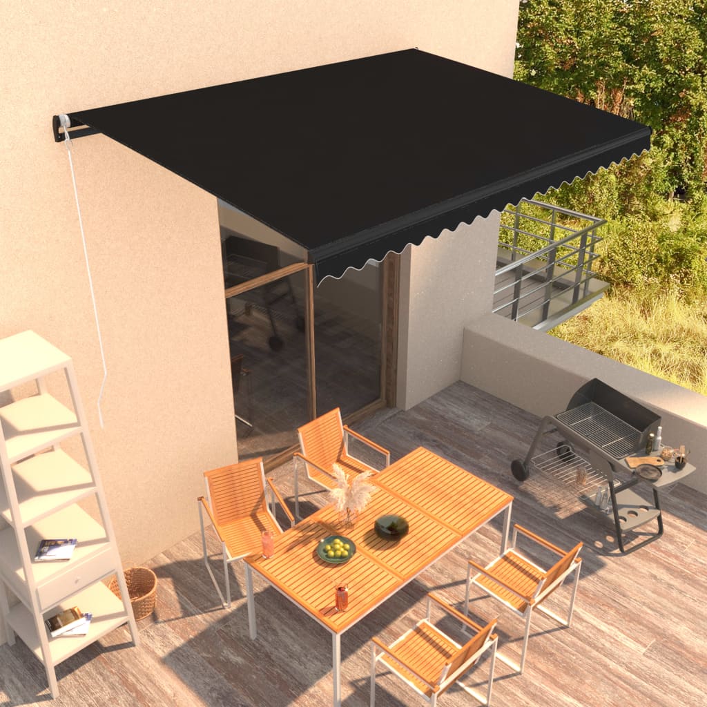 vidaXL Manual Retractable Awning 450x300 cm Anthracite