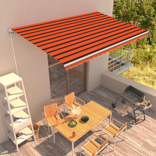 vidaXL Manual Retractable Awning 500x300 cm Orange and Brown