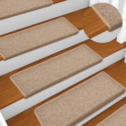 vidaXL Carpet Stair Treads 15 pcs 65x21x4 cm Light Brown