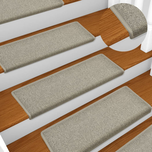 vidaXL Carpet Stair Treads 15 pcs 65x21x4 cm Light Grey