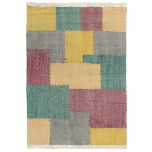 vidaXL Handwoven Kilim Rug Cotton 120x180 cm Printed Multicolour
